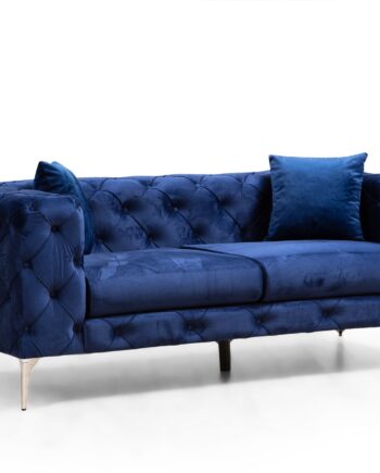 Nordvrk Como Pers Sofa Marineblå Polyester Krom Metal på Afbetaling
