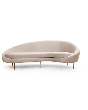 Nordvrk Eses Pers Sofa Højre Beige Polyester Stof Guld Metal på Afbetaling