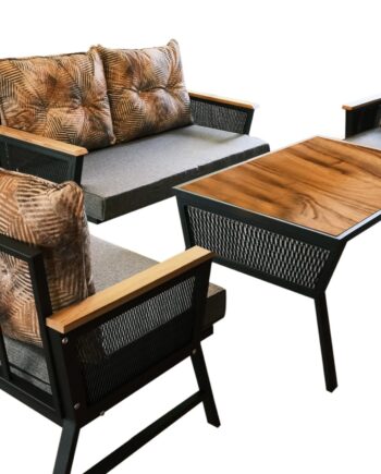 Nordvrk Mers Udendørs Loungesæt Stole Sofa Bord Multifarvede Hynder Sort Metal Træ på Afbetaling