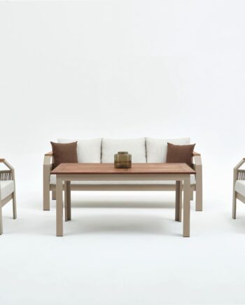 Nordvrk Morento Udendørs Loungesæt Stole Sofa Bord Beige Hynder Beige Aluminium på Afbetaling