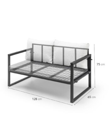Nordvrk Mtlknp001 Haveloungesæt Stole Sofa Bord Antracitgrå Stof Sort Metal på Afbetaling