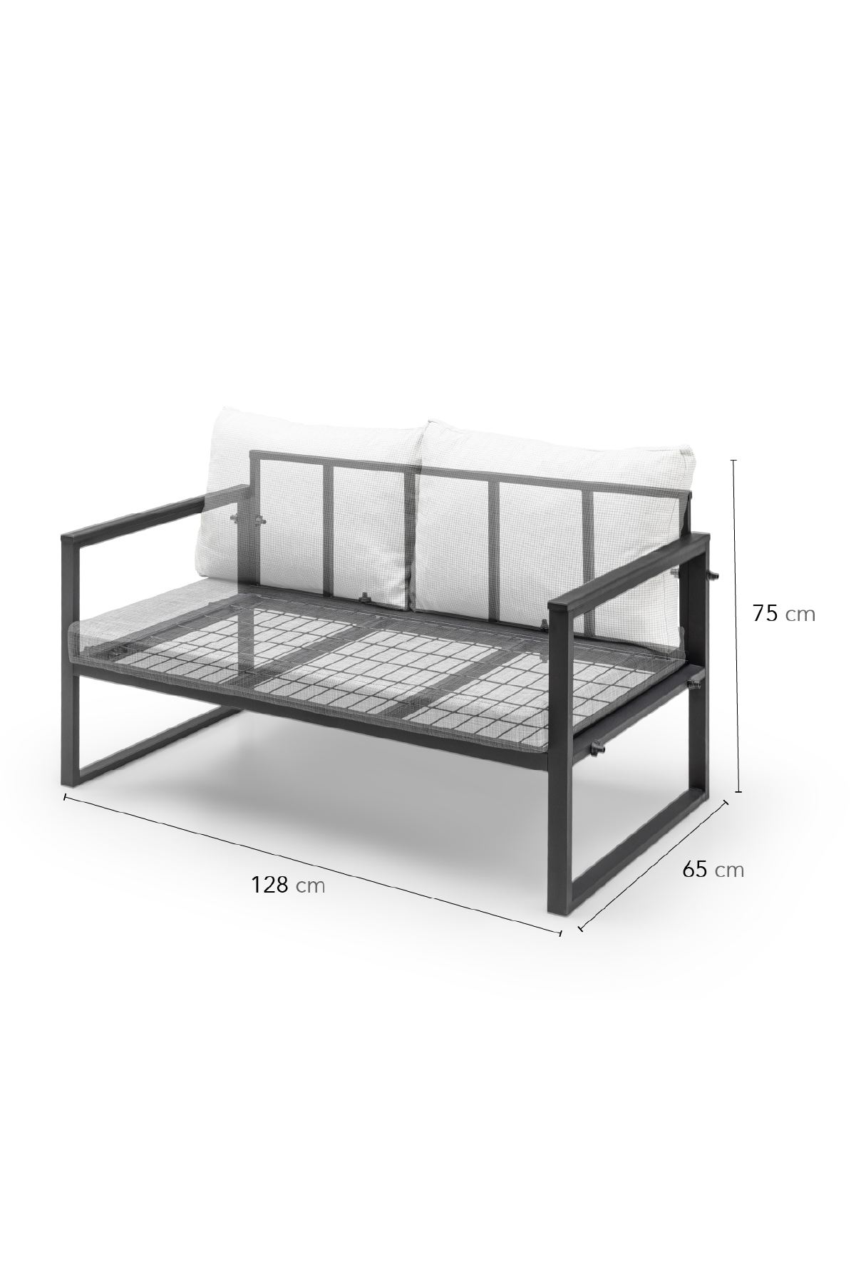 Nordvrk Mtlknp001 Haveloungesæt Stole Sofa Bord Antracitgrå Stof Sort Metal på Afbetaling