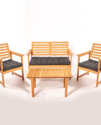 Nordvrk Myt01 Udendørs Loungesæt Stole Sofa Bord Antracitgrå Hynder Natur Træ på Afbetaling