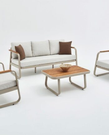 Nordvrk Rio Udendørs Loungesæt Stole Sofa Bord Beige Hynder Beige Aluminium på Afbetaling