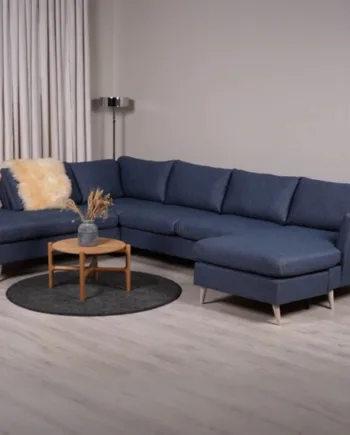 Odense Sofa  Højrevendt Blå Sofa Med Chaiselong på Afbetaling