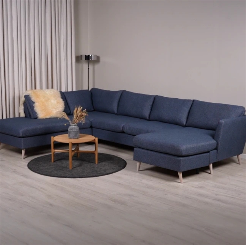 Odense Sofa Højrevendt Blå Sofa Med Chaiselong på Afbetaling