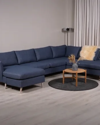 Odense Sofa  Venstrevendt Blå Sofa Med Chaiselong på Afbetaling