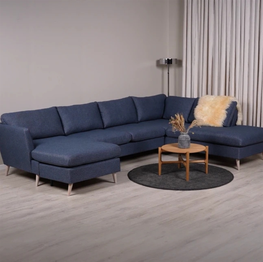 Odense Sofa Venstrevendt Blå Sofa Med Chaiselong på Afbetaling