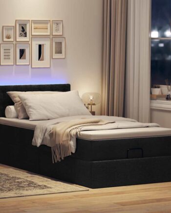 Ottoman Seng Med Madras 100x200 Stof Sort på Afbetaling