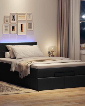Ottoman Seng Med Madras   Leds 120x190 Stof Sort på Afbetaling