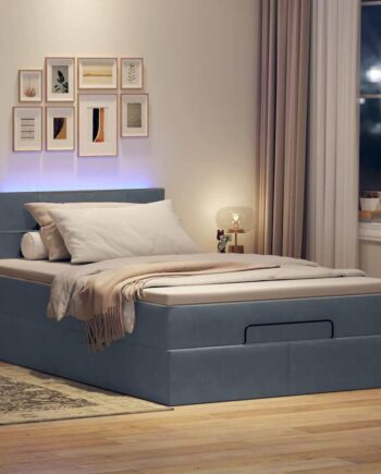 Ottoman Seng Med Madras   Leds 120x190cm Fløjl Mørkegrå på Afbetaling