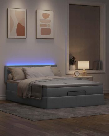 Ottoman Seng Med Madras   Leds 140x190 Stof Lysegrå på Afbetaling