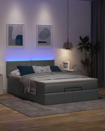 Ottoman Seng Med Madras   Leds 140x190 Stof Mørkegrå på Afbetaling
