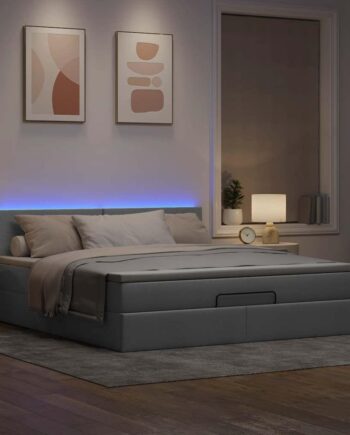 Ottoman Seng Med Madras   Leds 180x200 Stof Lysegrå på Afbetaling