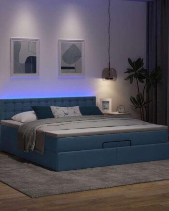 Ottoman Seng Med Madras   Leds 180x200cm Stof Blå på Afbetaling