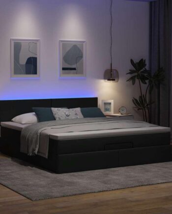 Ottoman Seng Med Madras   Leds 180x200cm Stof Mørkegrå på Afbetaling