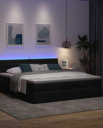 Ottoman Seng Med Madras   Leds 180x200cm Stof Sort på Afbetaling