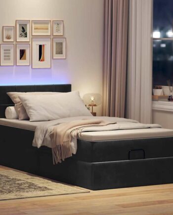 Ottoman Seng Med Madras   Leds 80x200 Fløjl Sort på Afbetaling