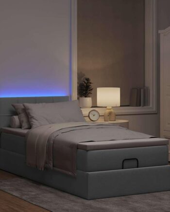 Ottoman Seng Med Madras   Leds 80x200 Stof Lysegrå på Afbetaling