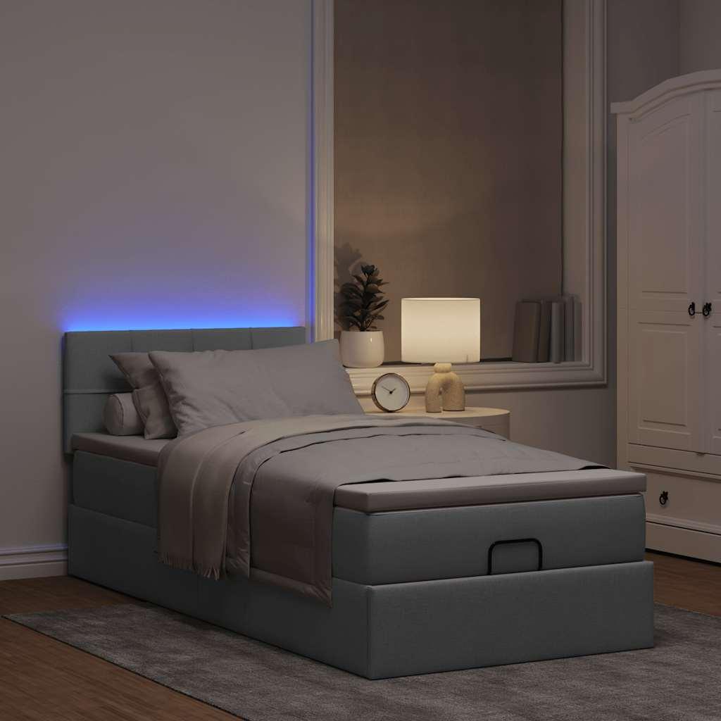 Ottoman Seng Med Madras Leds 80x200 Stof Lysegrå på Afbetaling