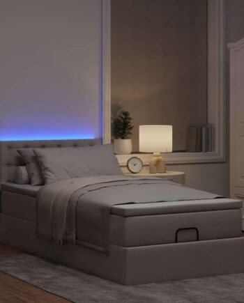 Ottoman Seng Med Madras   Leds 90x200 Stof Gråbrun på Afbetaling