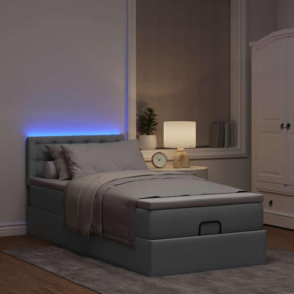 Ottoman Seng Med Madras Leds 90x200 Stof Lysegrå på Afbetaling