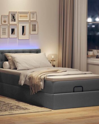 Ottoman Seng Med Madras   Leds 90x200 Stof Mørkegrå på Afbetaling