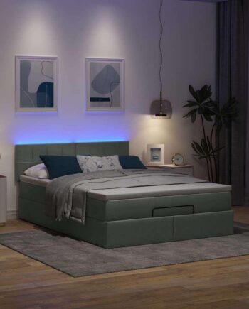 Ottoman Seng Med Madras   Leds Mørkegrå 140x200 Stof på Afbetaling