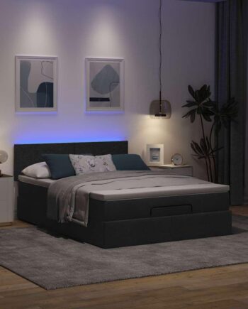 Ottoman Seng Med Madras   Leds Sort 140x200 Stof på Afbetaling