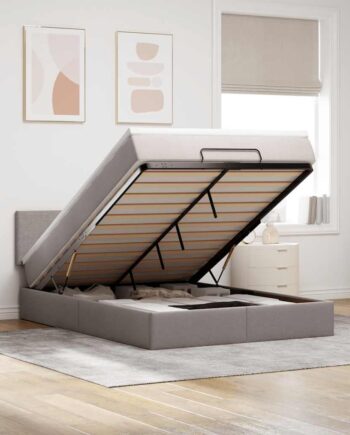 Ottoman Seng Med Madras   Leds Taupe 140x190 Stof på Afbetaling