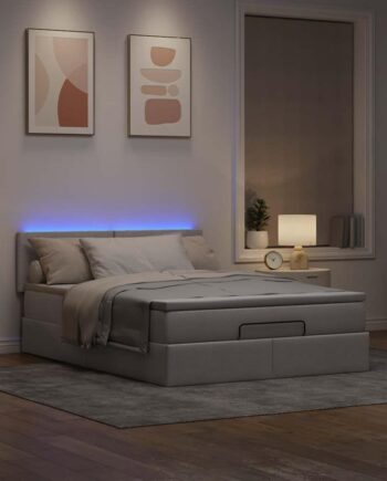 Ottoman Seng Med Madras   Leds Taupe 140x200 Stof på Afbetaling