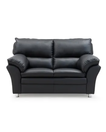 Palma Personers Sofa  Sort Semi Spalt Læder Stålben på Afbetaling