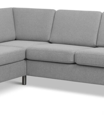 Pan Set 2c3d Sofa Med Chaiselong Grå Polyester Stof Børstet Aluminium på Afbetaling