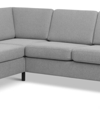 Pan Set 2c3d Sofa Med Chaiselong Grå Polyester Stof Sort Træ på Afbetaling