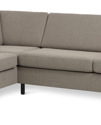 Pan Set Left Sofa Med Chaiselong Antelope Beige Polyester Stof Sort Træ på Afbetaling