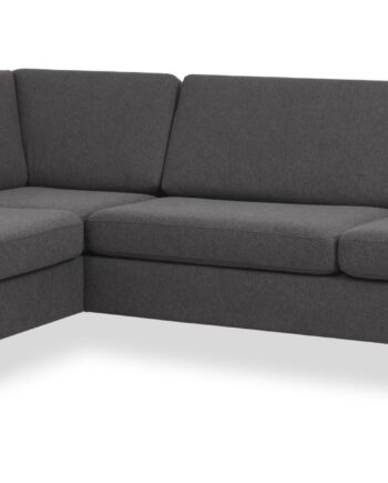 Pan Set Left Sofa Med Chaiselong Antracitgrå Polyester Stof Børstet Aluminium på Afbetaling