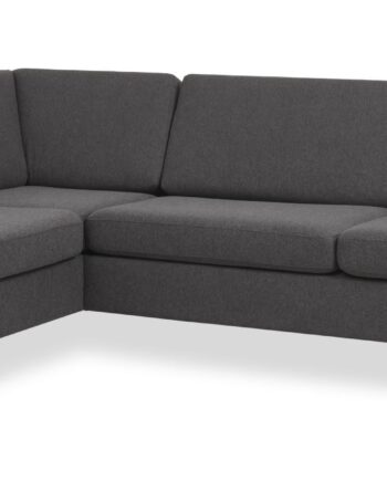 Pan Set Left Sofa Med Chaiselong Antracitgrå Polyester Stof Natur Træ på Afbetaling