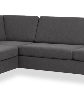 Pan Set Left Sofa Med Chaiselong Antracitgrå Polyester Stof Sort Træ på Afbetaling