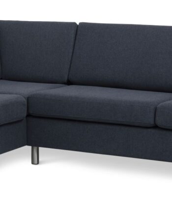 Pan Set Left Sofa Med Chaiselong Blå Polyester Stof Børstet Aluminium på Afbetaling