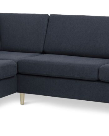 Pan Set Left Sofa Med Chaiselong Blå Polyester Stof Natur Træ på Afbetaling