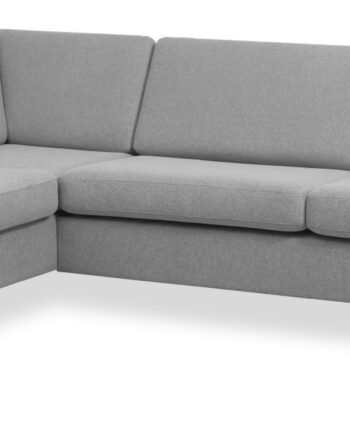 Pan Set Left Sofa Med Chaiselong Grå Polyester Stof Børstet Aluminium på Afbetaling