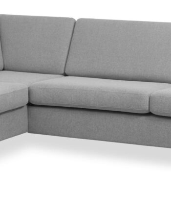 Pan Set Left Sofa Med Chaiselong Grå Polyester Stof Natur Træ på Afbetaling