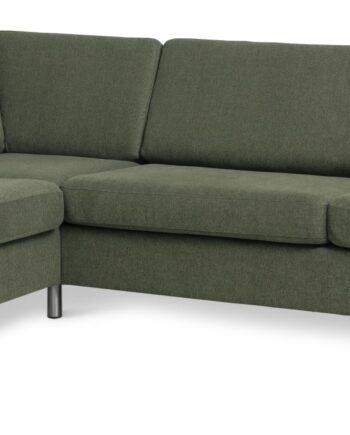 Pan Set Left Sofa Med Chaiselong Vinter Mosgrøn Polyester Stof Børstet Aluminium på Afbetaling