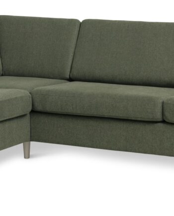 Pan Set Left Sofa Med Chaiselong Vinter Mosgrøn Polyester Stof Natur Træ på Afbetaling