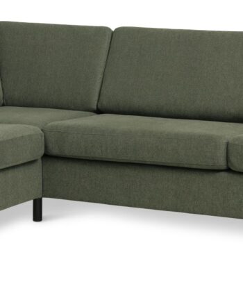 Pan Set Left Sofa Med Chaiselong Vinter Mosgrøn Polyester Stof Sort Træ på Afbetaling