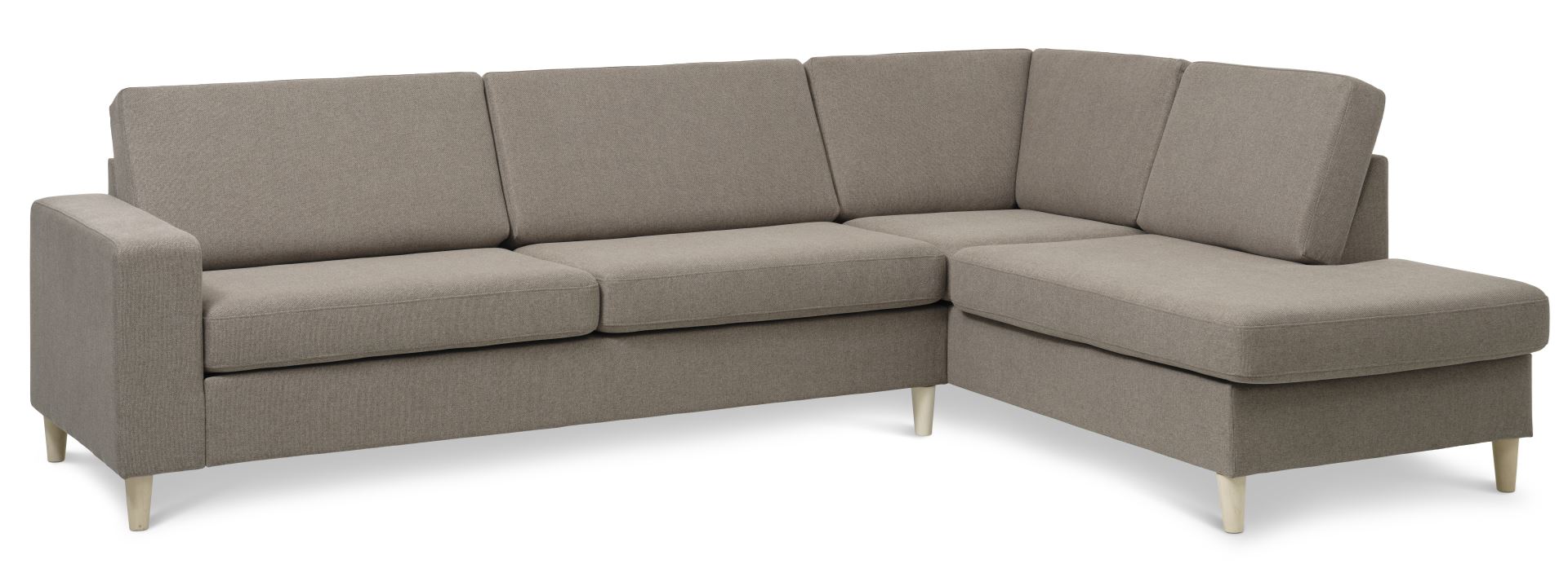 Pan Set Right Sofa Med Chaiselong Antelope Beige Polyester Stof Natur Træ på Afbetaling