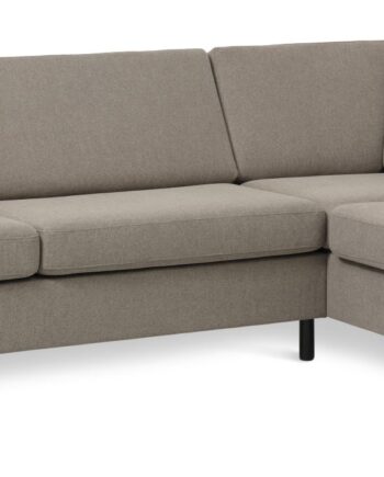 Pan Set Right Sofa Med Chaiselong Antelope Beige Polyester Stof Sort Træ på Afbetaling