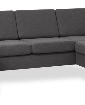Pan Set Right Sofa Med Chaiselong Antracitgrå Polyester Stof Børstet Aluminium på Afbetaling