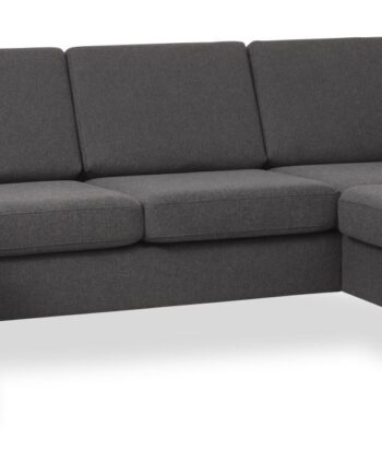 Pan Set Right Sofa Med Chaiselong Antracitgrå Polyester Stof Sort Træ på Afbetaling