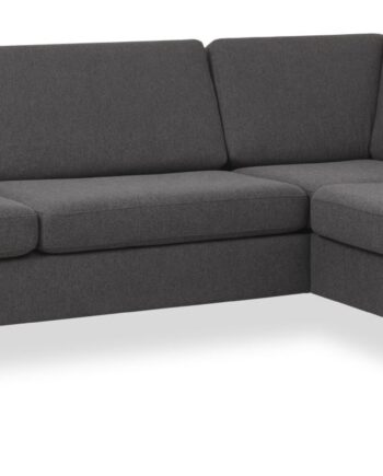 Pan Set Right Sofa Med Chaiselong Antracitgråt Polyester Stof Natur Træ på Afbetaling